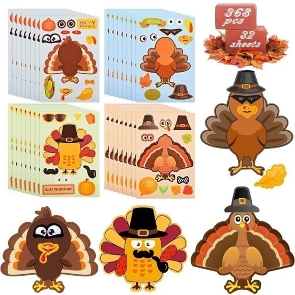 Thanksgiving Turkey Sticker Set - 365 Pieces
